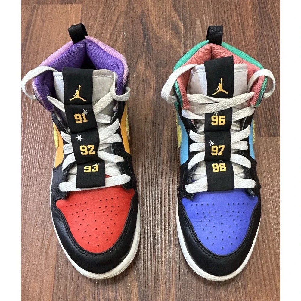 Nike Air Jordan 1 Mid FD1319-007 Unisex Kids Size 2Y Athletic Sneakers Colorful